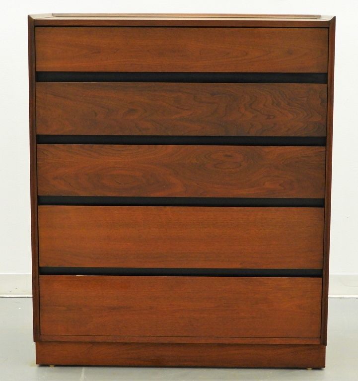 Appraisal: Dillingham Modern Walnut Graduated Drawer Chest United States Circa Simple