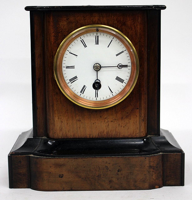 Appraisal: AN EARLY TH CENTURY WALNUT EBONISED MANTLE TIMEPIECE with a