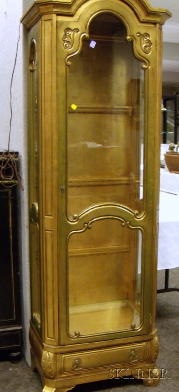 Appraisal: Baroque-style Carved Giltwood Vitrine the interior with two fixed glass