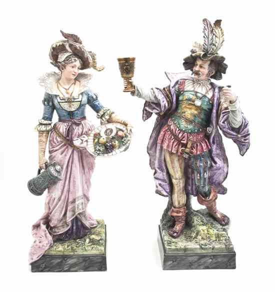 Appraisal: A Pair of Continental Ceramic Figures each depicting a standing