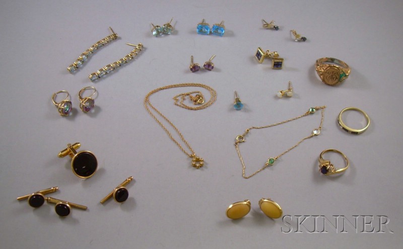 Appraisal: Group of Gold Jewelry Items including rings earrings bracelets and