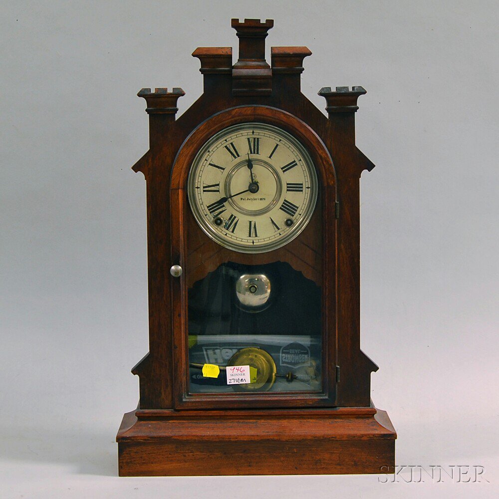 Appraisal: Seth Thomas Walnut Shelf Clock with a painted Roman numeral