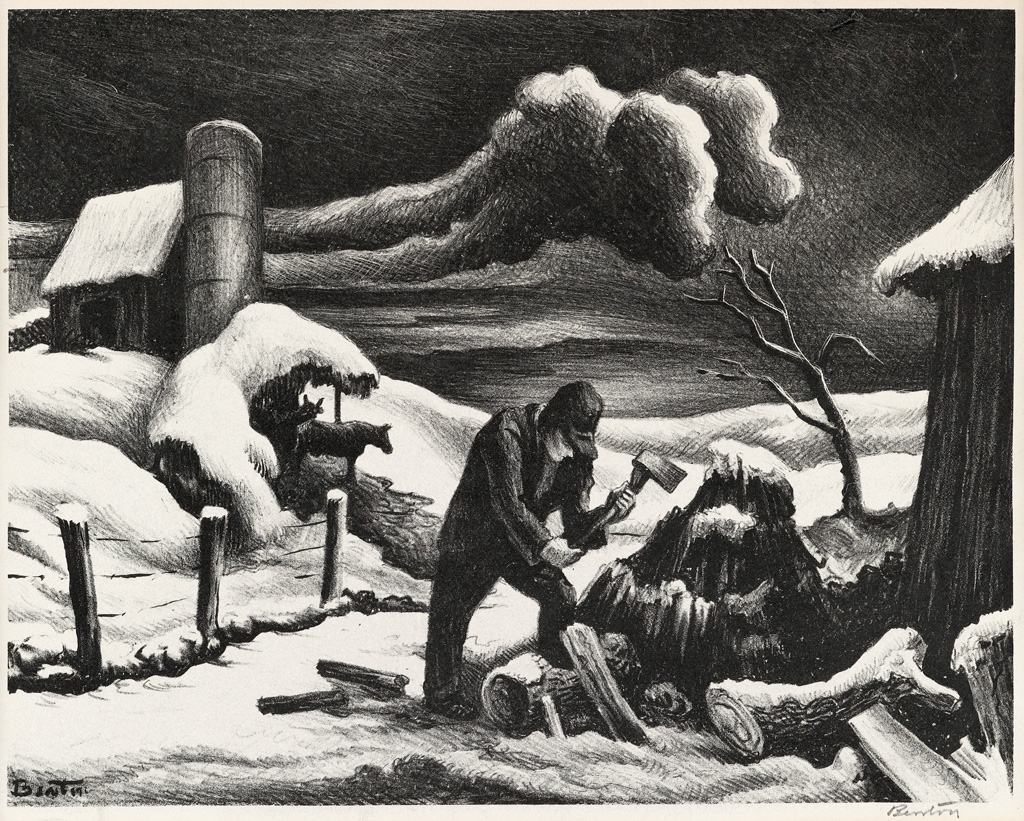 Appraisal: THOMAS HART BENTON The Woodpile Lithograph x mm x inches