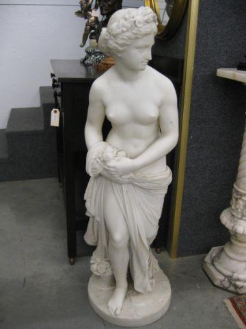 Appraisal: Carved Marble Statue of a Nude Lady gathering fruit tall