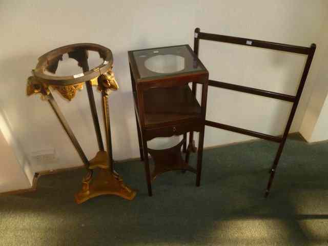 Appraisal: A PAINTED JARDINIERE STAND with ram's head decoration a mahogany