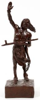 Appraisal: CHARLES MARION RUSSELL BRONZE SCULPTURE RACHEL MARSHALL HAWKS BRONZE SCULPTURE