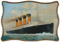 Appraisal: CUNARD LINE LUSITANIA STEAMSHIP TIN SIGN Self-framed tin sign from