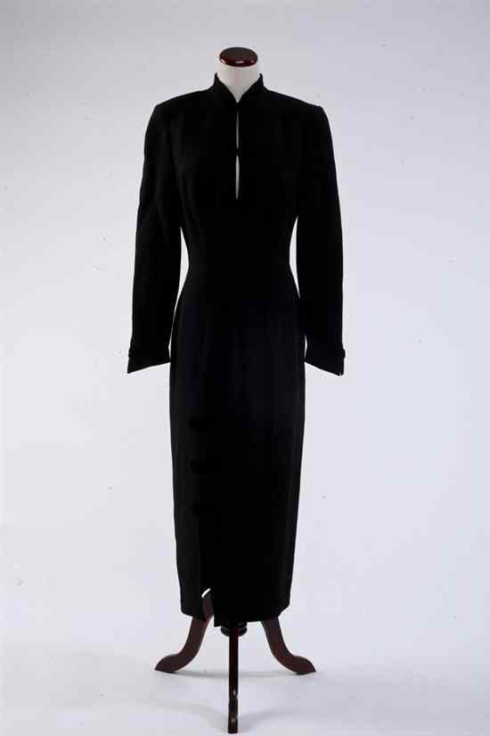 Appraisal: THIERRY MUGLER BLACK ASIAN INSPIRED DRESS size FR s Midi-length