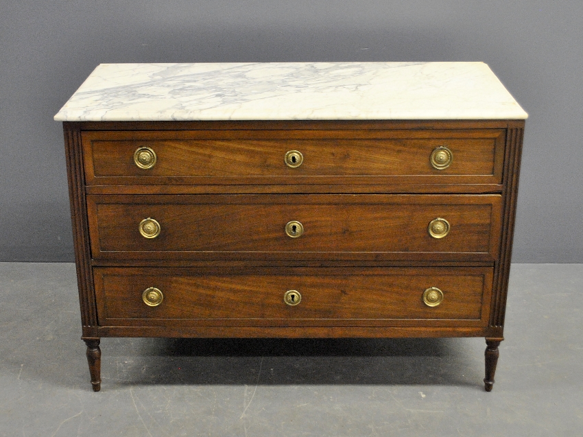 Appraisal: - French fruitwood chest of drawers probably th c with