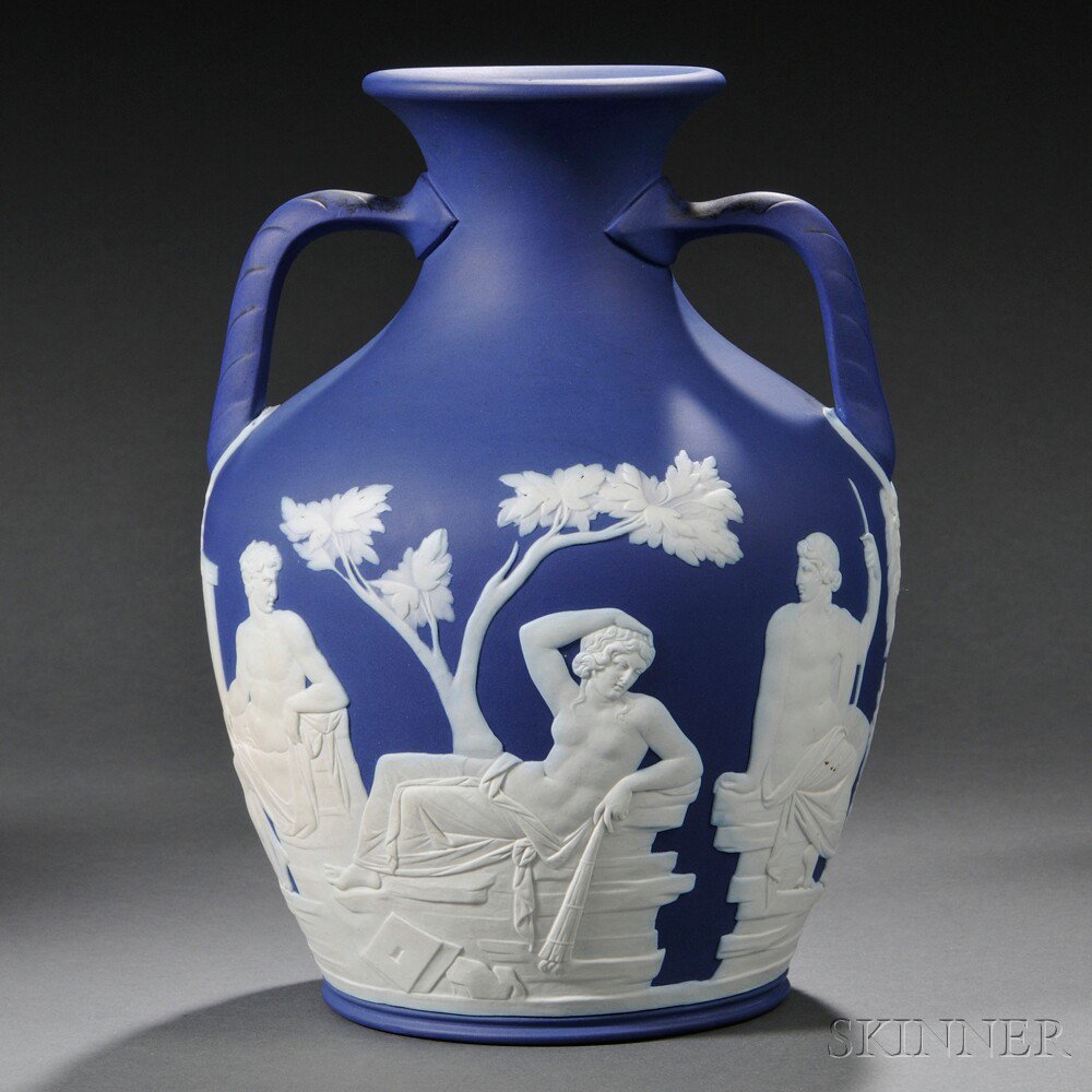 Appraisal: Wedgwood Dark Blue Jasper Dip Portland Vase England th century