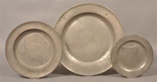 Appraisal: Three Pieces of Antique Continental Pewter - and - diam