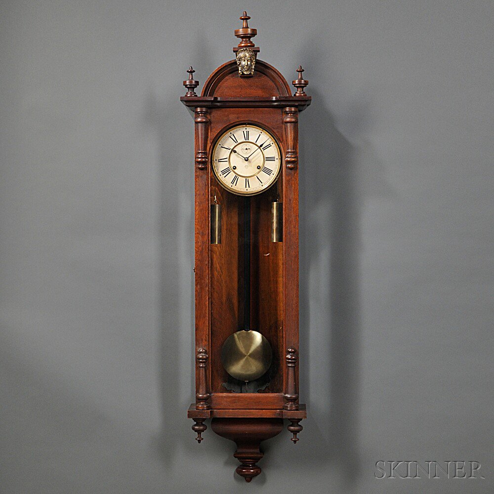 Appraisal: Ansonia Walnut Capital Wall Clock Brooklyn New York c the