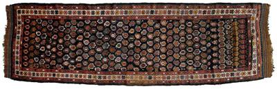 Appraisal: Persian runner rows of boteh on black blue ground ft