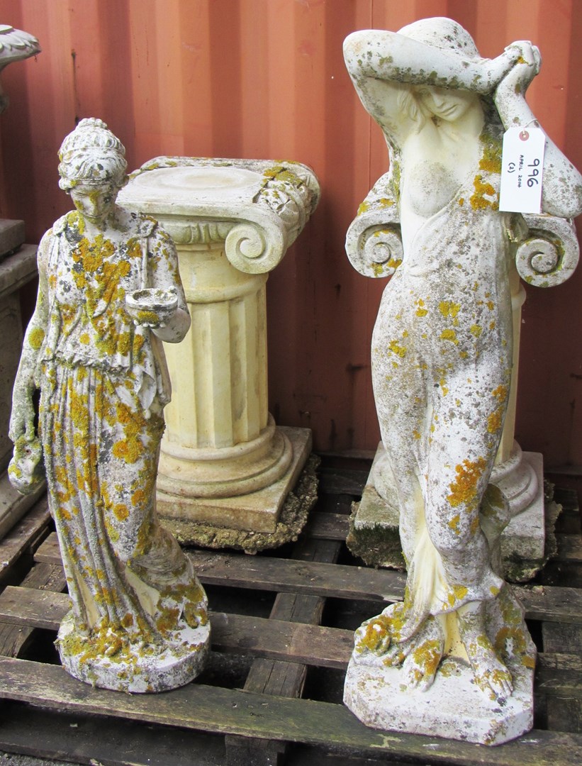 Appraisal: A reconstituted stone figure of a scantily clad maiden on