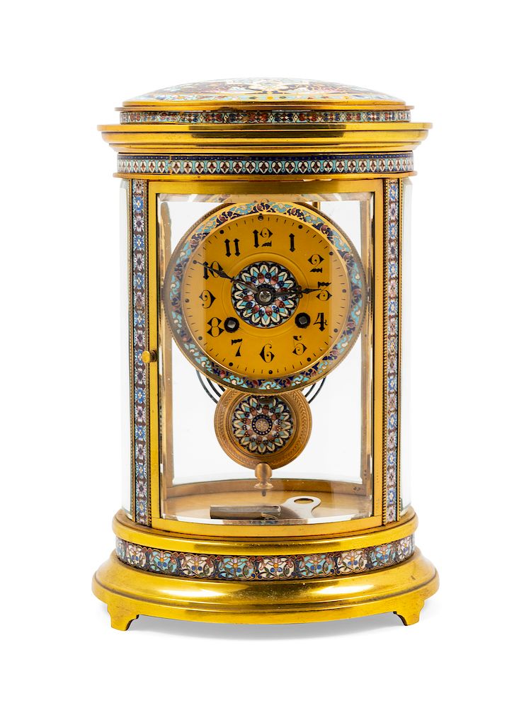 Appraisal: A French Champlev Mantel Clock A French Champlev Mantel Clock