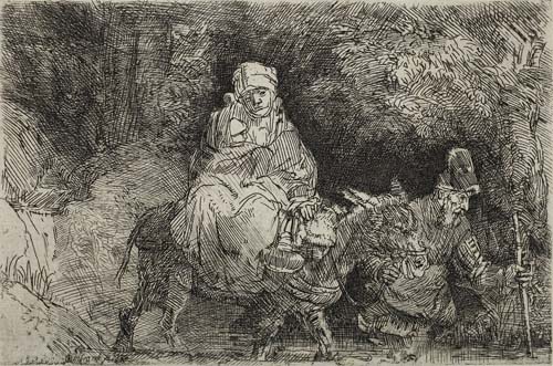 Appraisal: REMBRANDT VAN RIJN The Flight into Egypt Crossing a Brook