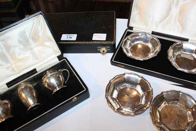 Appraisal: TWO PAIRS OF INDIAN SILVER SWEETMEAT DISHES cased and a