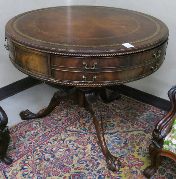 Appraisal: FEDERAL STYLE MAHOGANY DRUM TABLE American mid- th century having