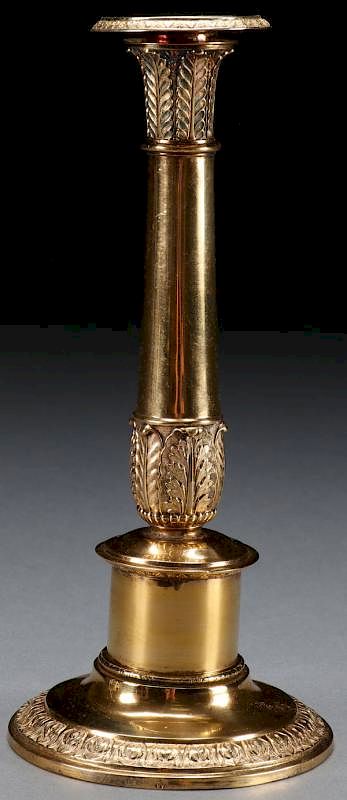 Appraisal: SILVER GILT CANDLESTICK TH CENTURY A SINGLE GILDED SILVER CANDLESTICK