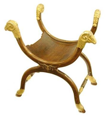 Appraisal: An Italian walnut and parcel gilt 'X' frame stool with