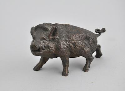 Appraisal: A Cast Bronze Boar With brown patina standing approx -