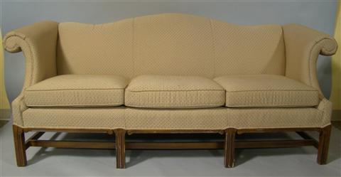 Appraisal: FAIRFIELD CHIPPENDALE MAHOGANY SOFA Beige upholstery - Provenance ANTIQUE CONTEMPORARY