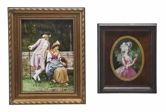 Appraisal: Two Continental Porcelain Plaques comprising an Italian example depicting a