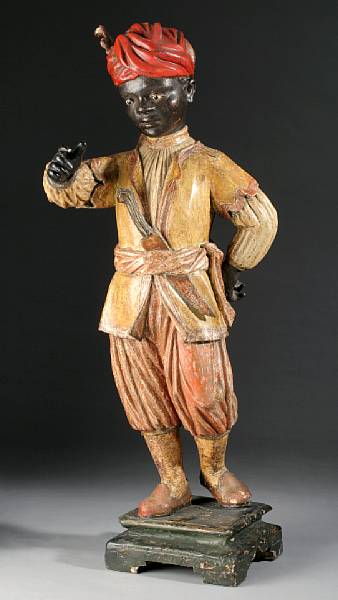 Appraisal: A Venetian polychrome and parcel gilt blackamoor th century The