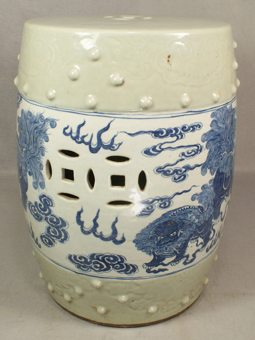 Appraisal: Chinese Celadon and underglaze blue and white garden seat one