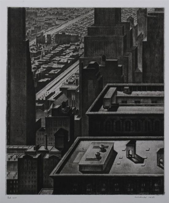 Appraisal: ARMIN LANDECK American - MANHATTAN VISTA signed dated and noted