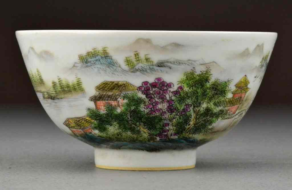 Appraisal: Chinese Qing Famille Rose Porcelain BowlFinely painted to depict a