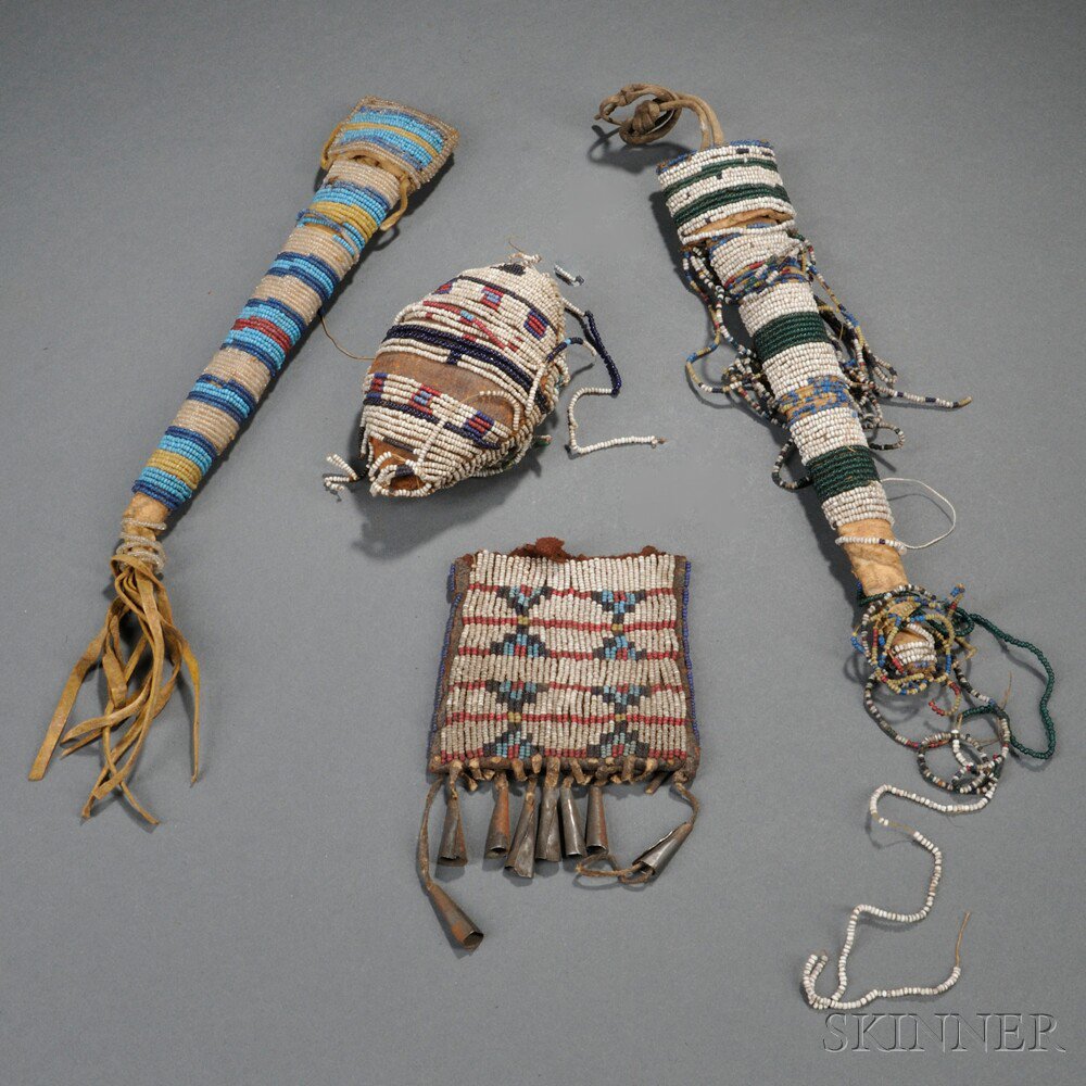 Appraisal: Lot of Miscellaneous Beadwork includes awl cases pouch and an