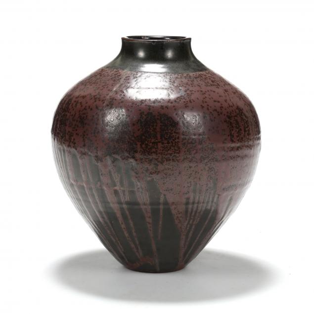 Appraisal: PAUL CHALEFF AMERICAN B LARGE GLAZED POTTERY VASE ovoid form