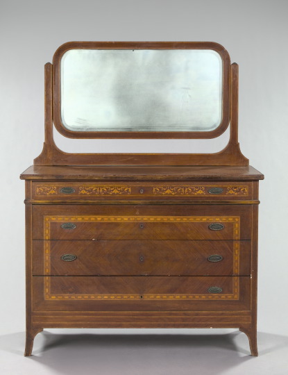 Appraisal: Napoleon III Mahogany Dresser late th century the beveled rounded