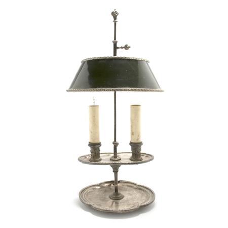 Appraisal: Louis XVI Style Silvered Bronze Two-Light Bouillotte Lamp Estimate -