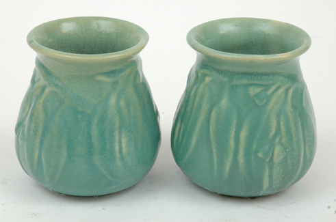 Appraisal: MEL-ROSE WARE Victoria circa Pair of earthenware vases each moulded