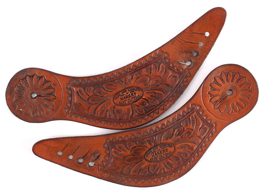 Appraisal: Miles City Saddlery Floral Tooled Spur Straps For sale in