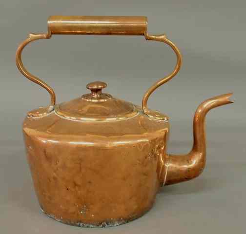 Appraisal: Large copper hot water kettle th c with a gooseneck