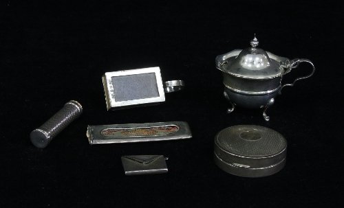 Appraisal: A silver stamp case of envelope form Birmingham a lipstick