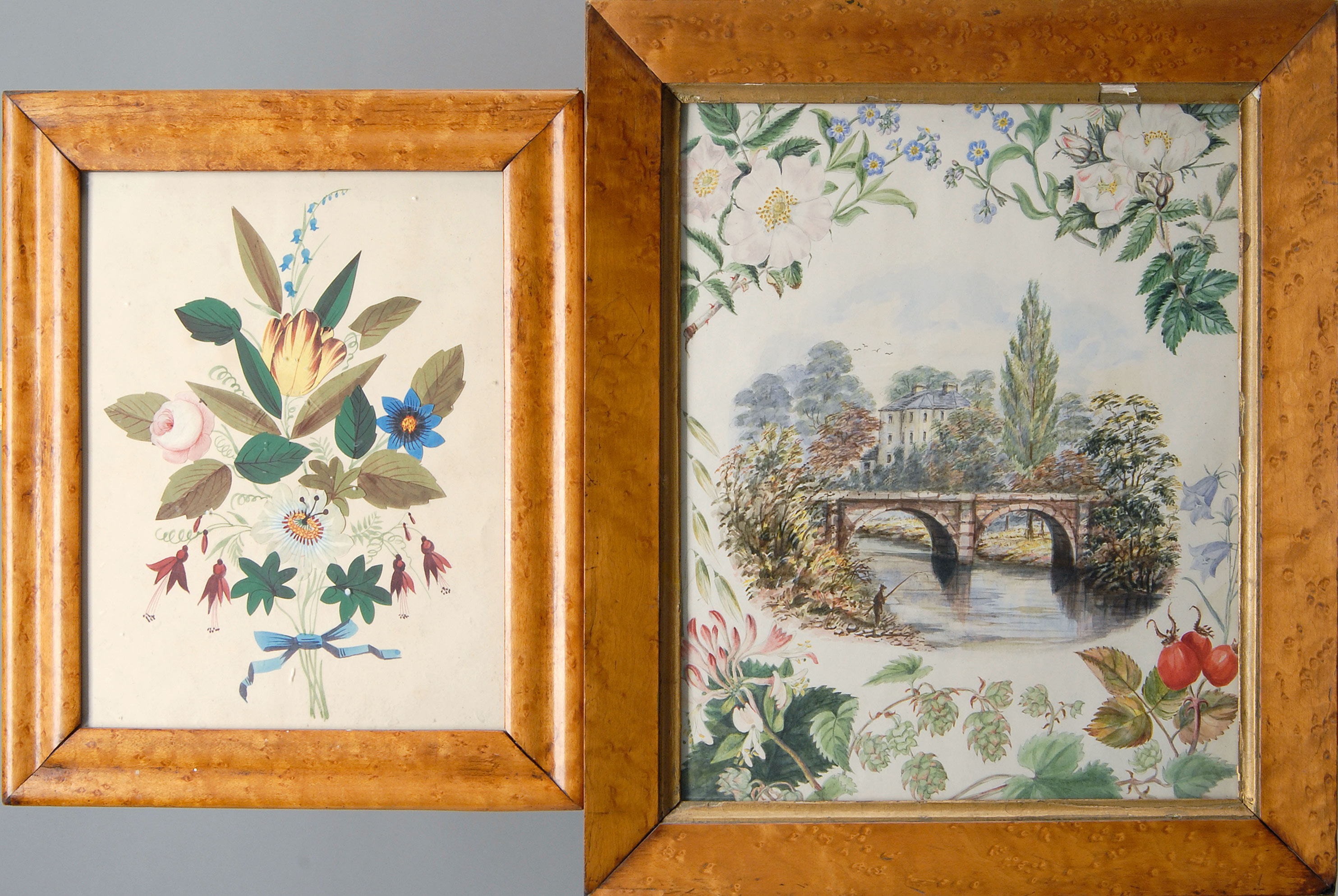 Appraisal: TWO FRAMED WATERCOLORS ARTISTS UNKNOWN Early th Century One depicts