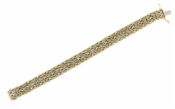 Appraisal: GOLD BRACELET Yellow and white gold g Classic three-row bicolour