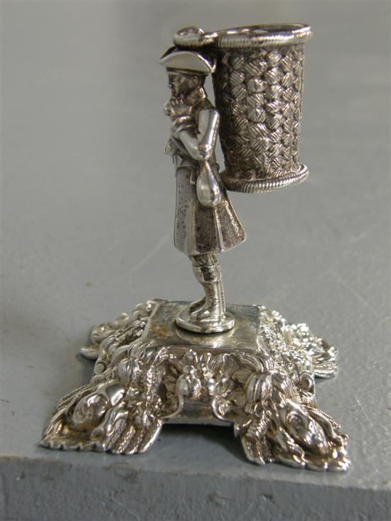 Appraisal: Victorian novelty silver figural chamber candlestick modelled as a man