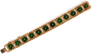 Appraisal: KT YELLOW GOLD JADE BRACELET KT YELLOW GOLD JADE BRACELET