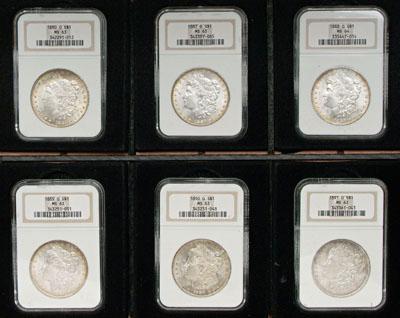 Appraisal: Six BU Morgan silver dollars - all with New Orleans