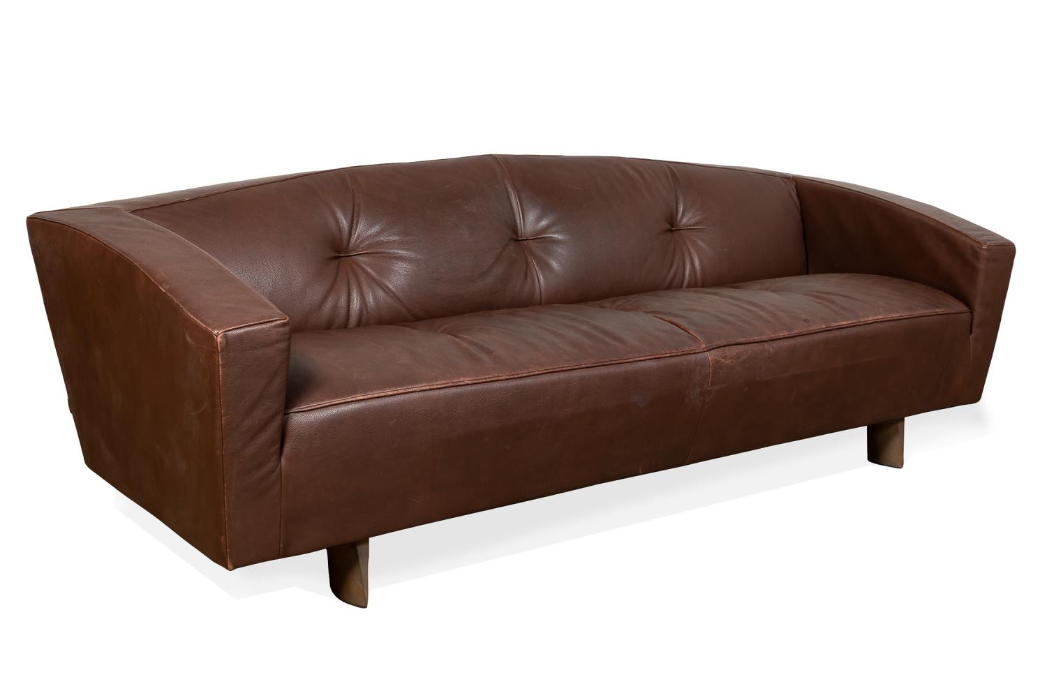 Appraisal: MONTIS MODERN CHOCOLATE BROWN LEATHER SOFA Montis modernist chocolate leather