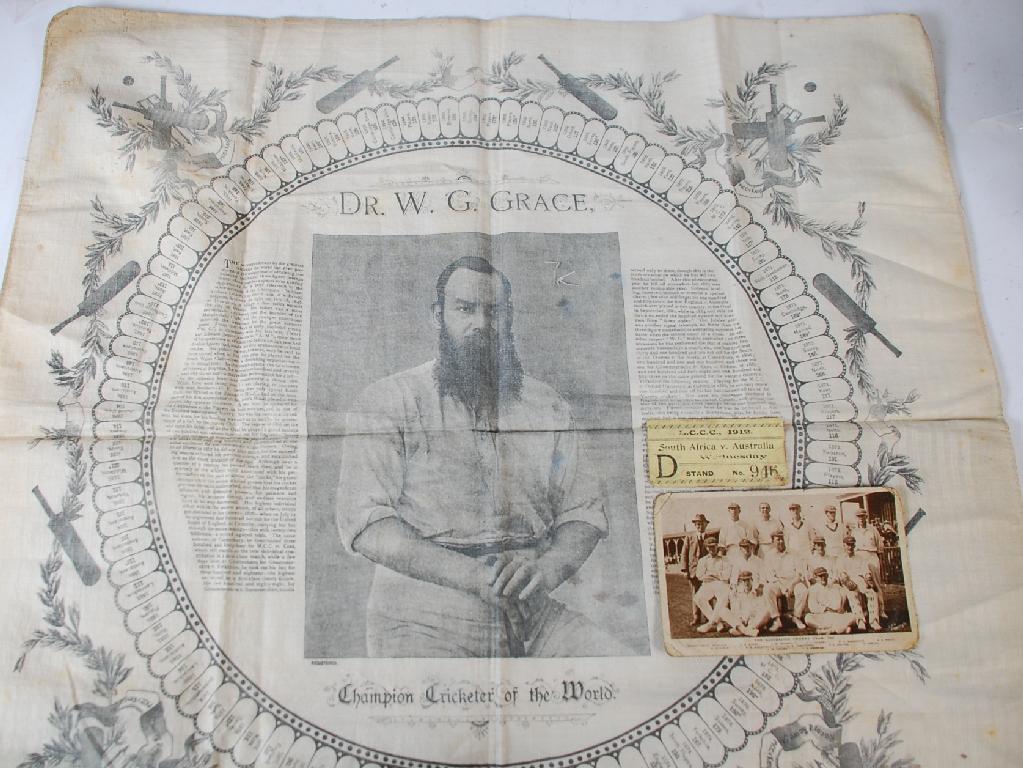 Appraisal: NINETEENTH CENTURY PRINTED LINEN TRIBUTE TO W G GRACE featuring