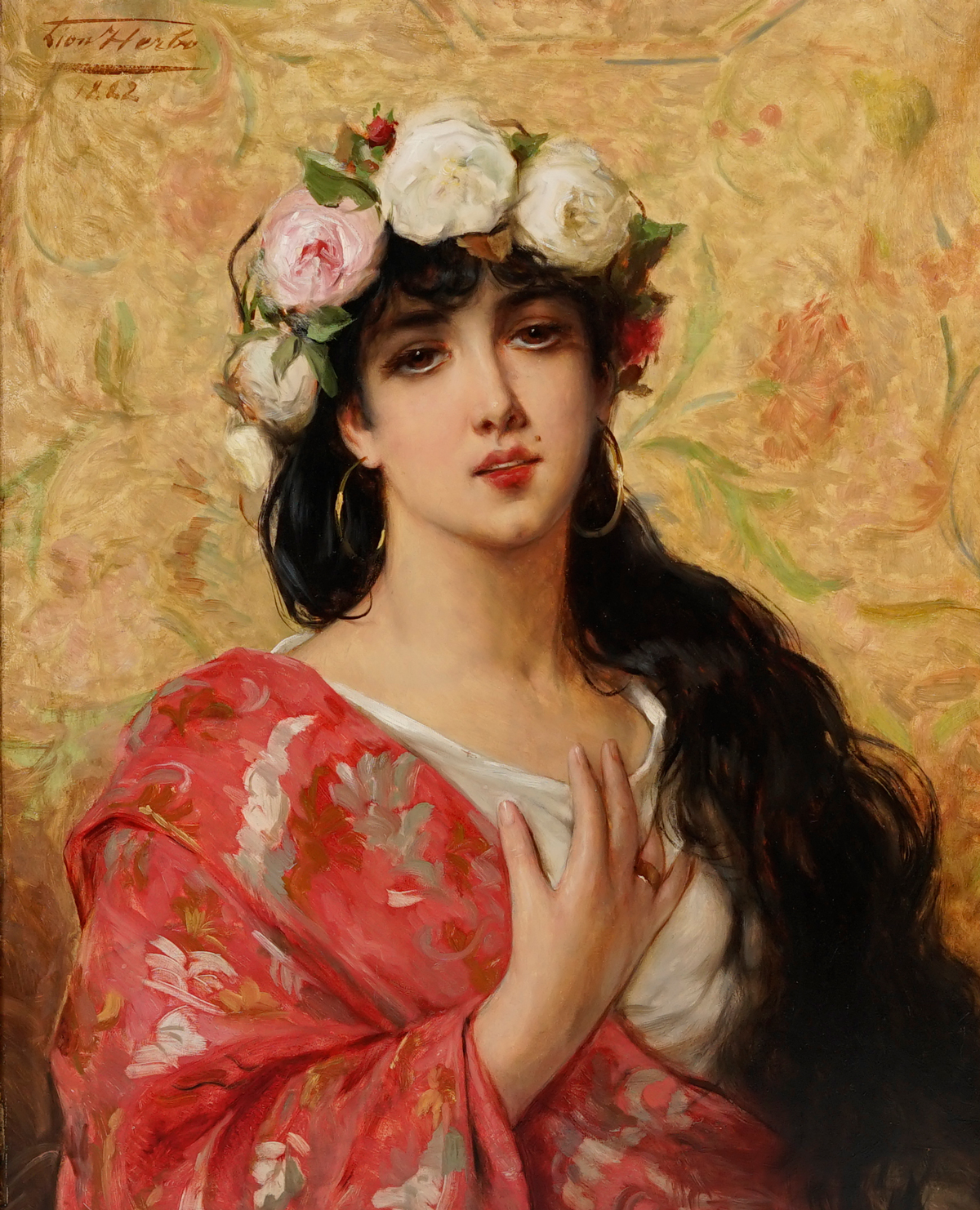 Appraisal: HERBO Leon French Belgian - Portrait of a Brunette Beauty