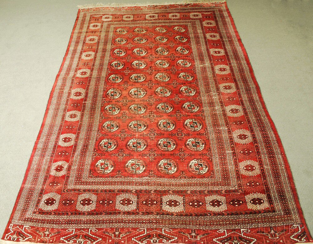 Appraisal: Pakistani Bokhara Carpet mid- th century crease wear ft in