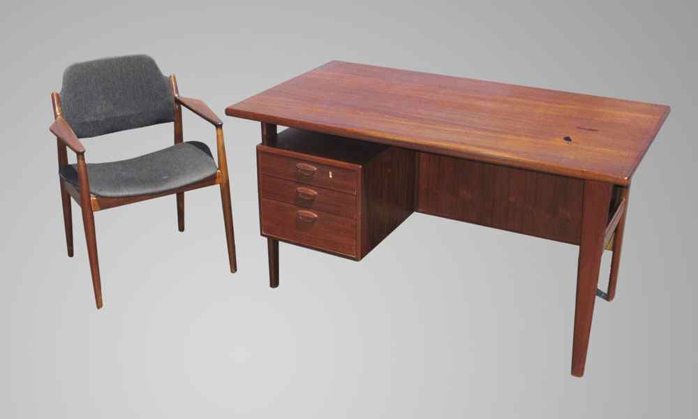 Appraisal: KAI KRISTENSEN DANISH MODERN DESK AND ARNE VODDER CHAIR drawer