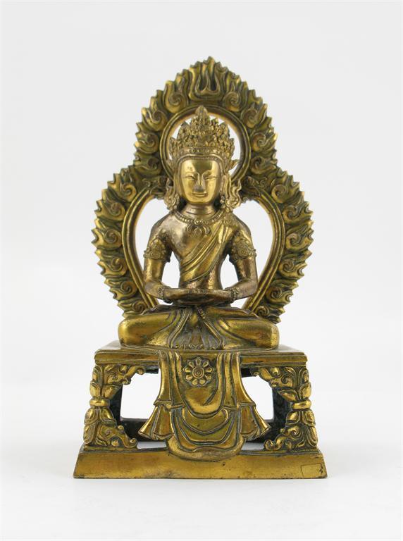 Appraisal: A Chinese gilt bronze figure of Amitabha Buddha seated in